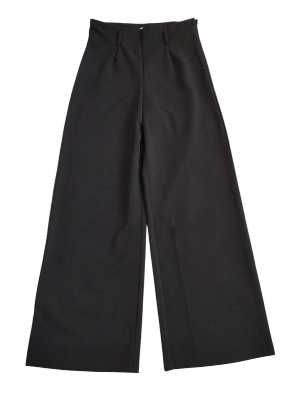 Leith Wide Leg High Waisted Side Zip Pleated Business Casual Trousers Black M